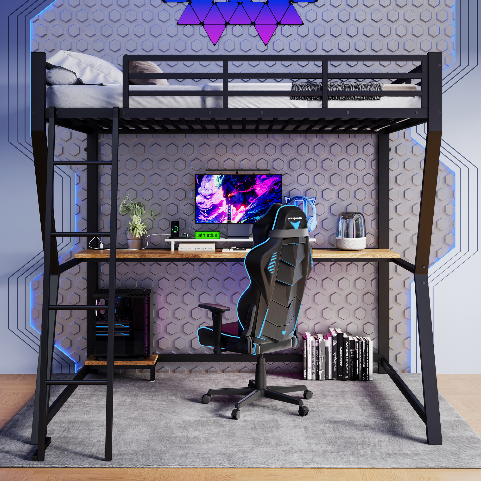 lit mezzanine avec bureau - vue 4