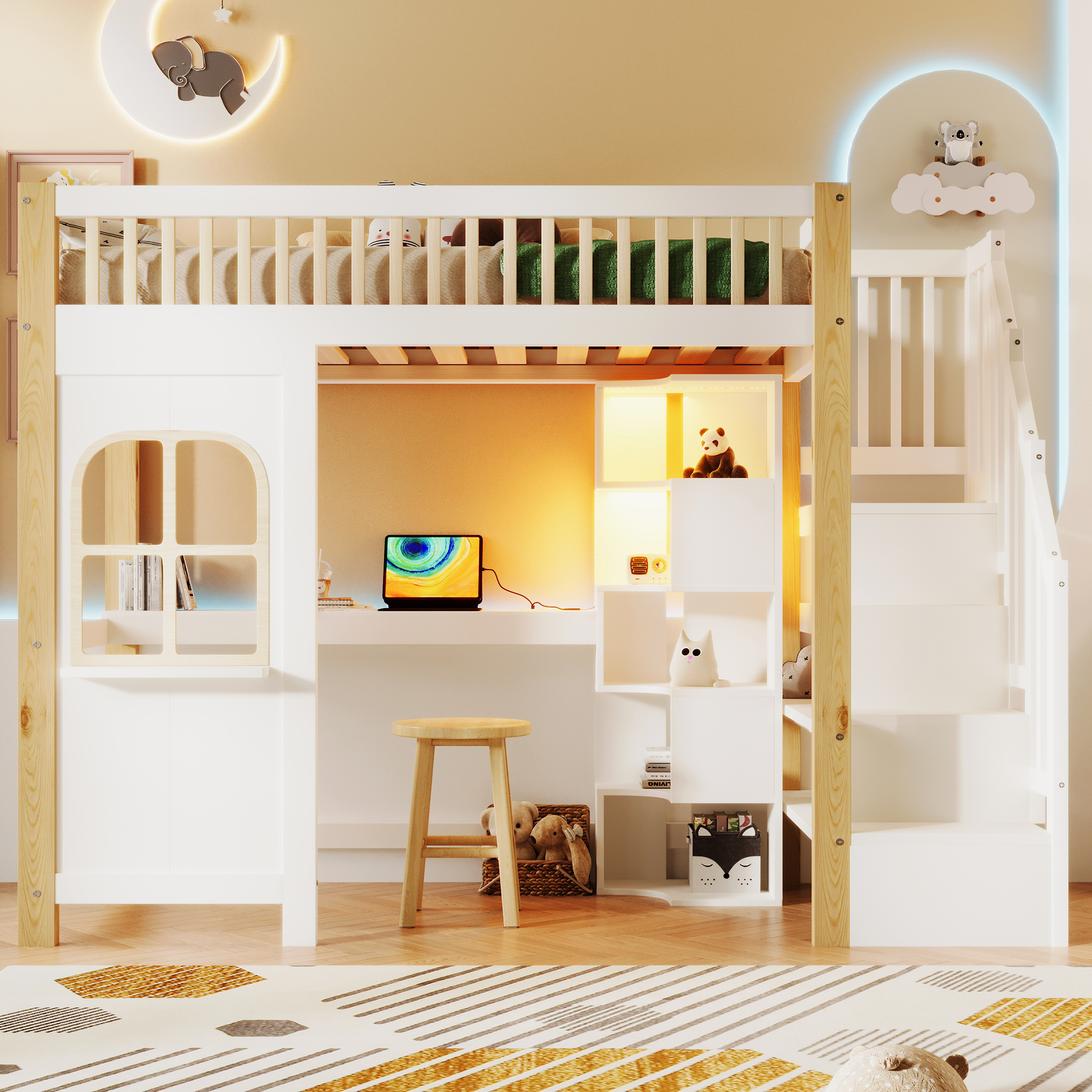 lit mezzanine avec bureau - vue 2