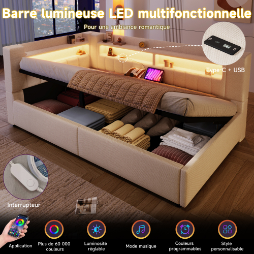 Bandeau lumineux LED multicolore du lit moderne