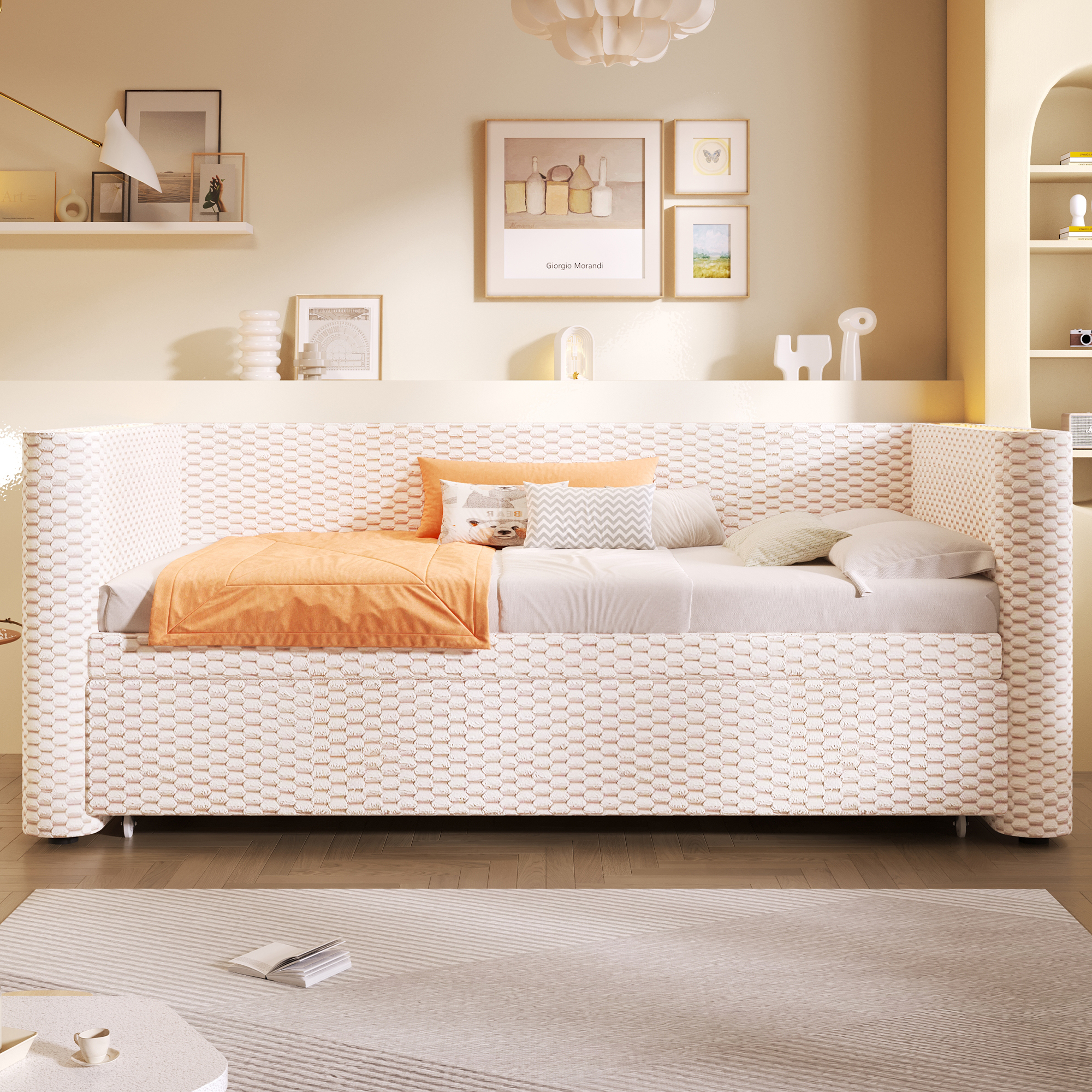 Daybed convertible 90/180 x 200 cm en velours et M - image 8