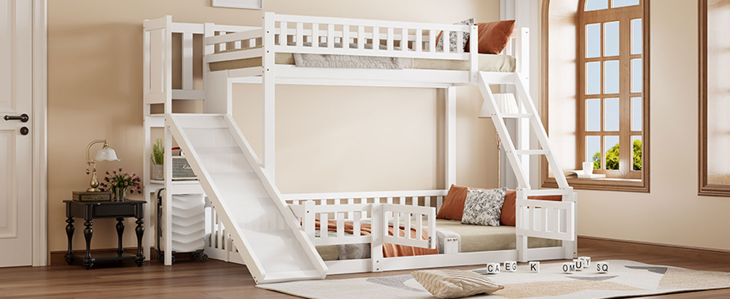Lit superposé enfant en bois de pin et MDF avec to - image 13