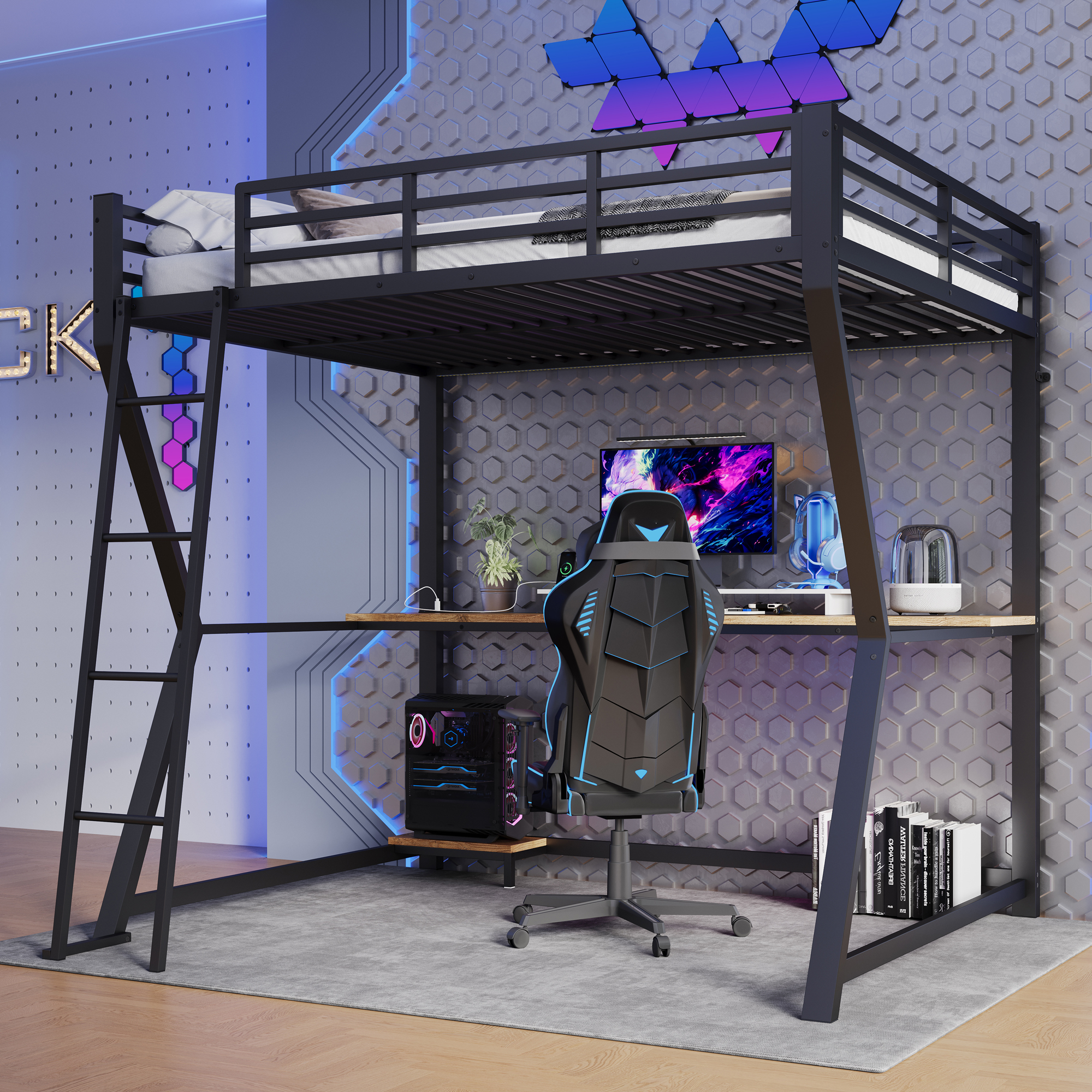 lit mezzanine avec bureau - vue 3