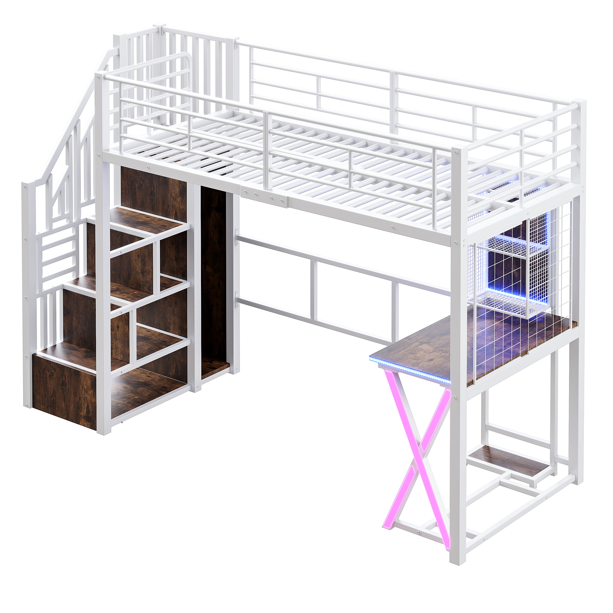 Lit mezzanine avec bureau intégré, éclairage LED r - image 4