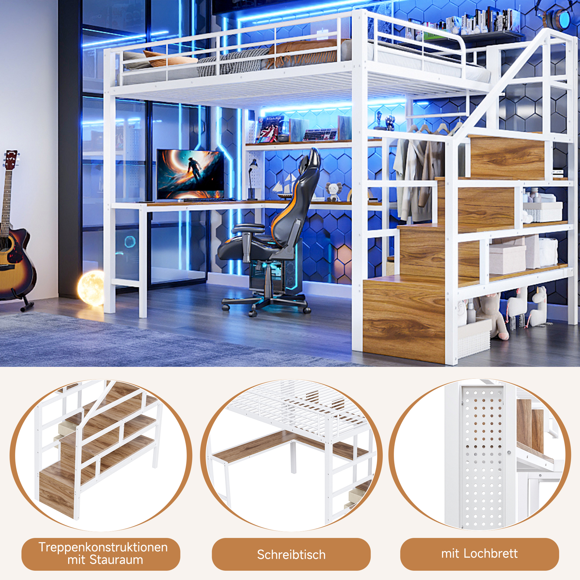 lit mezzanine avec bureau - vue 2