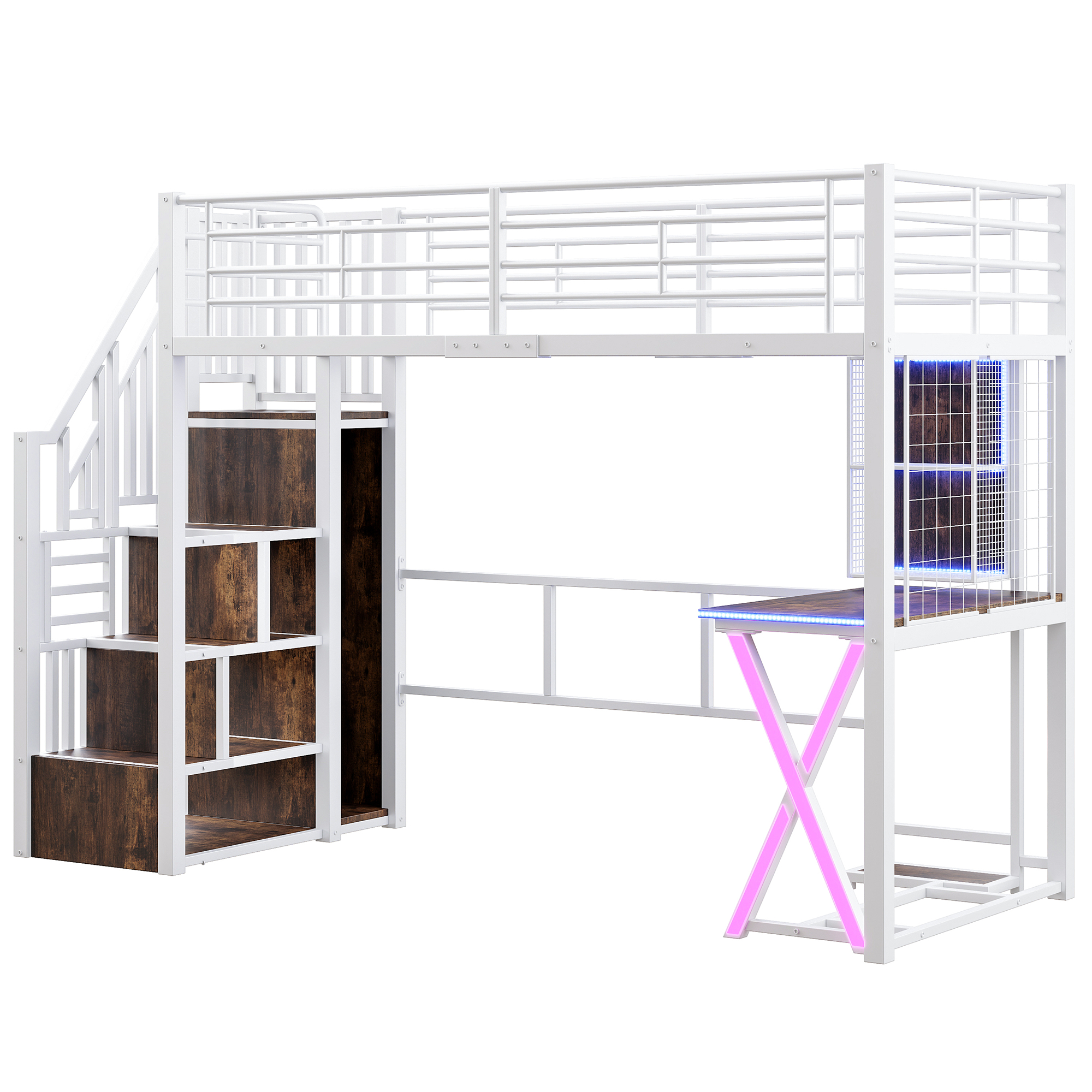Lit mezzanine avec bureau intégré, éclairage LED r - image 8