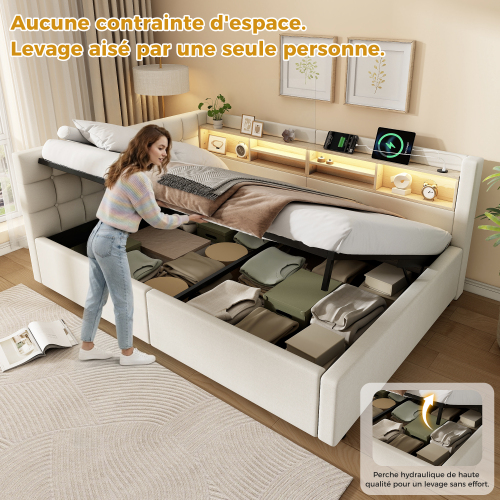 Rangement sous le lit avec ouverture hydraulique