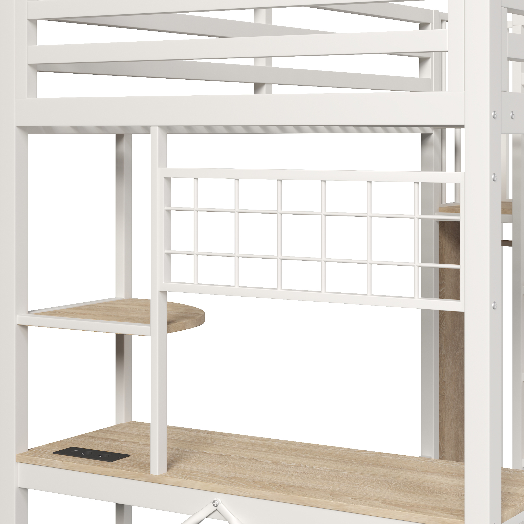 Structure en métal et Panneau composite de fibres de bois à densité du lit mezzanine 90x200 cm