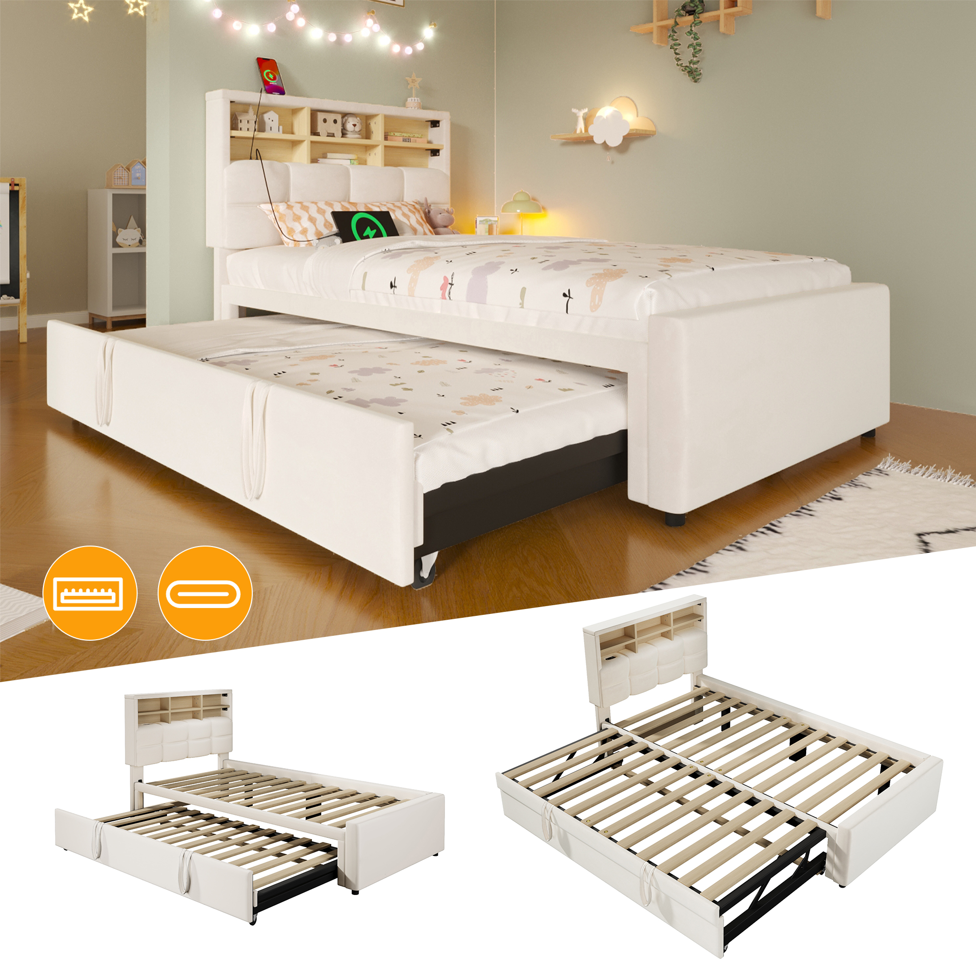 Banquette-lit convertible beige