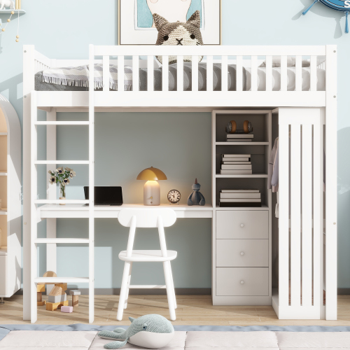 Lit mezzanine enfant 90x200 avec bureau