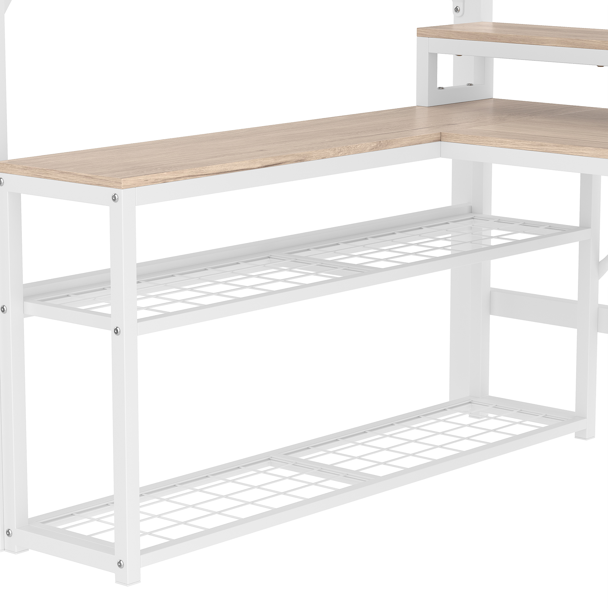 Lit mezzanine fer et MDF avec LED contrôlable app, USB, étagères et compartiments, pour chambre d'enfant et étude, structure stable, ambiance lumineuse, beaucoup de rangement, design moderne, sécurité - image 15