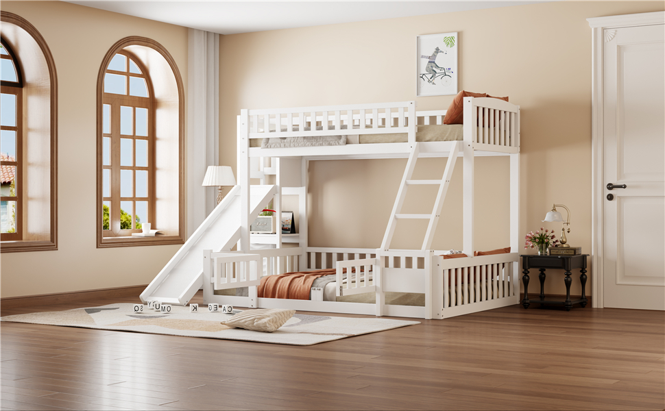 Lit superposé enfant en bois de pin et MDF avec to - image 17