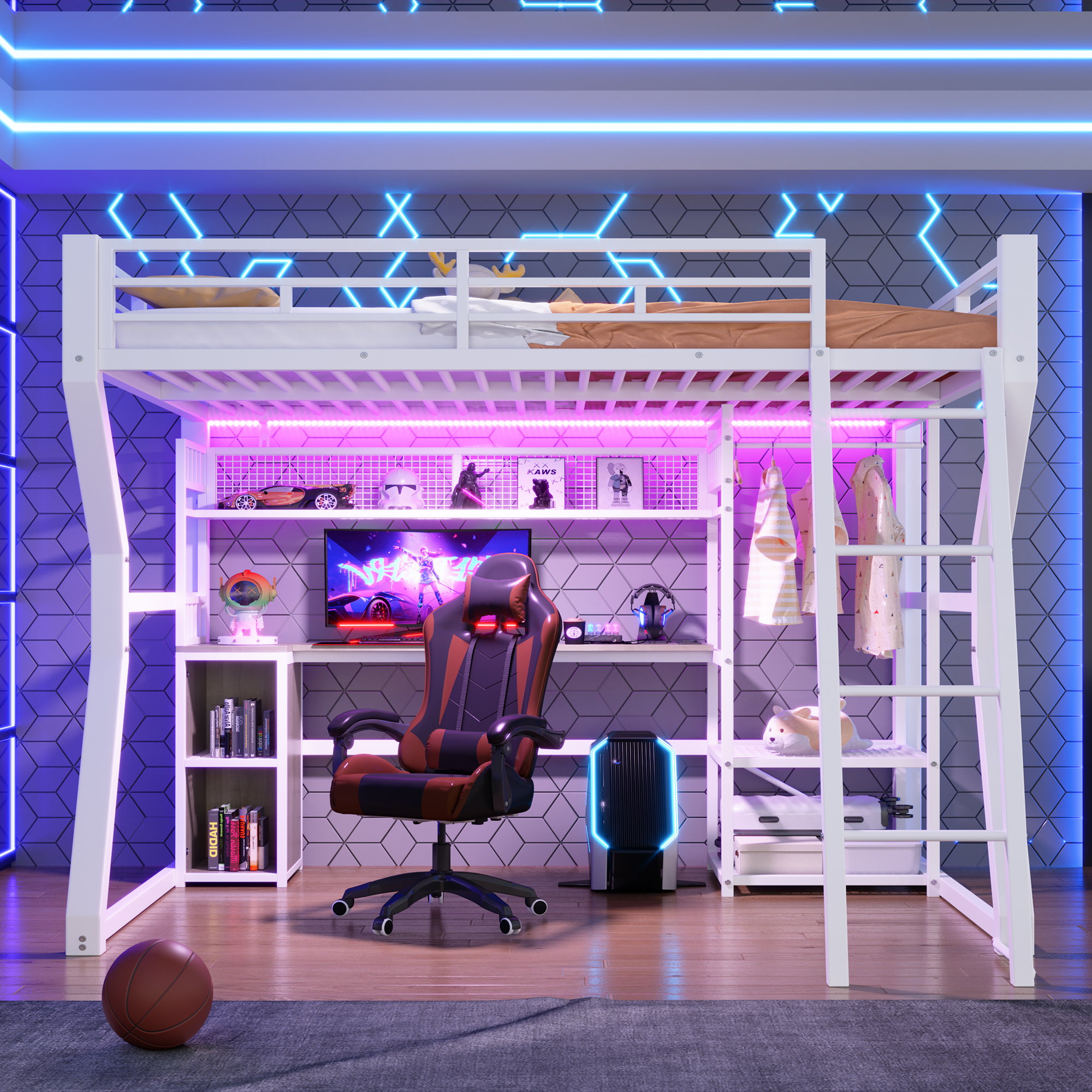 lit mezzanine avec bureau - vue 4