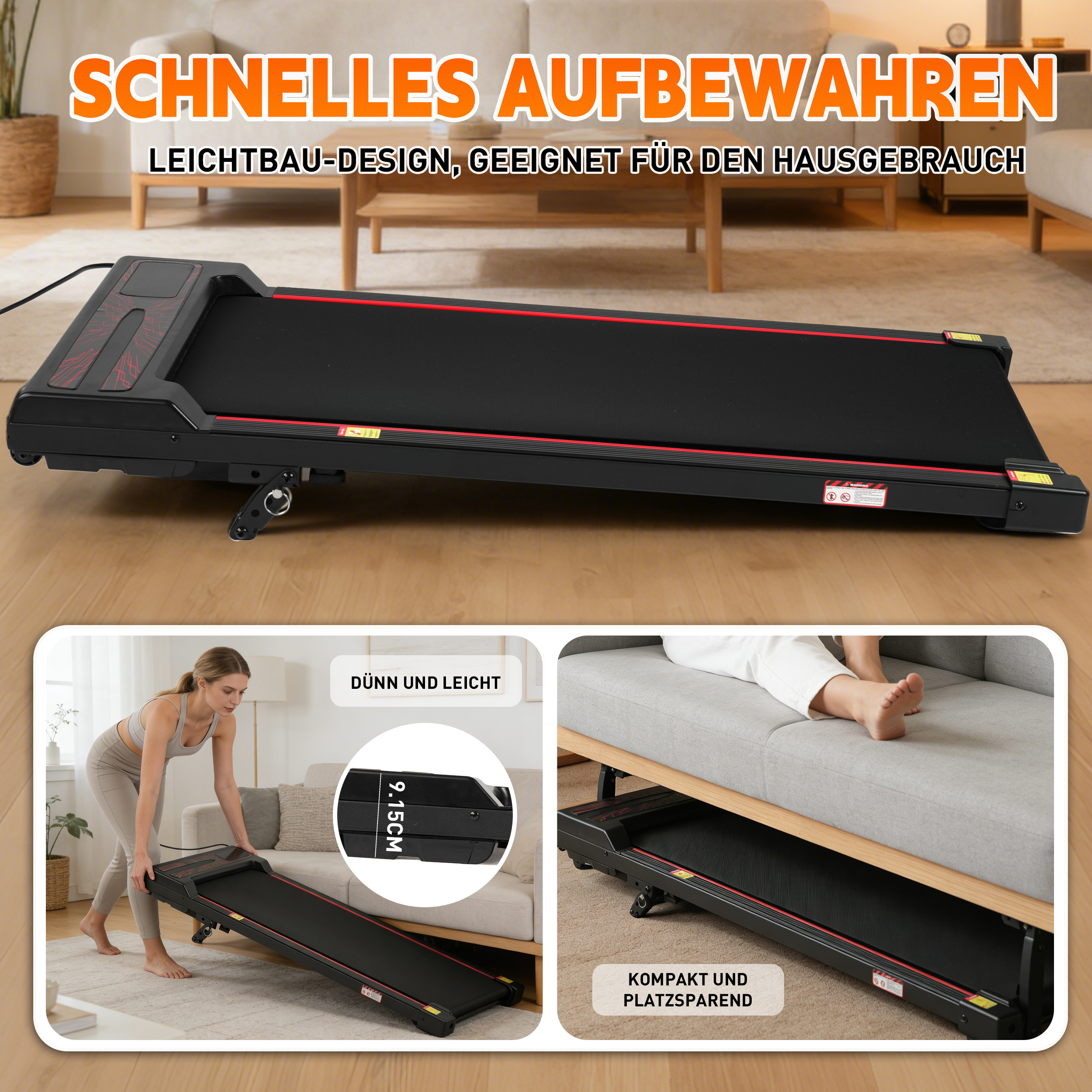 Tapis roulant compact plat pliable pour marche jogging maison
