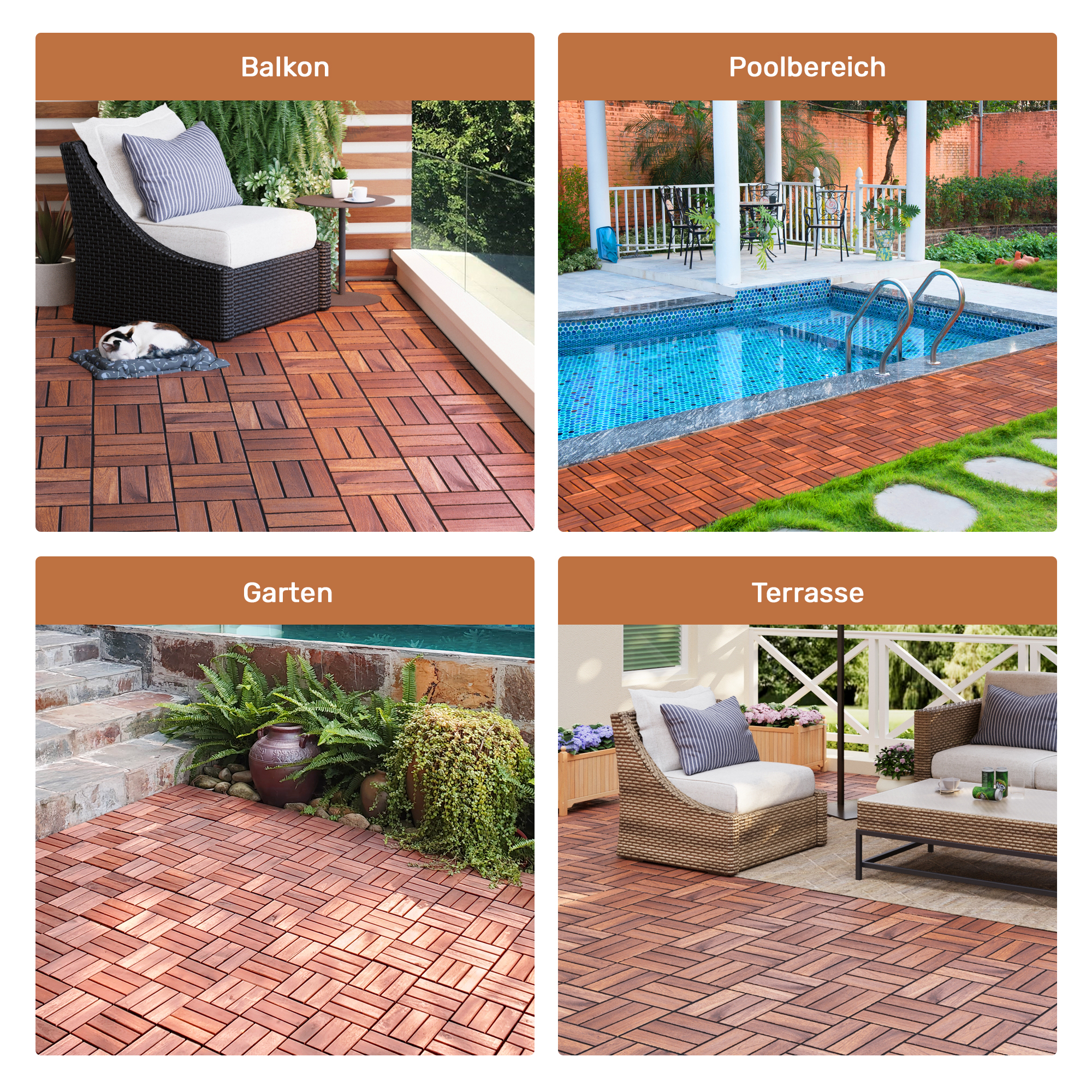 Découpables pour adaptation aux angles, usage jardin‑piscine‑balcon‑véranda
