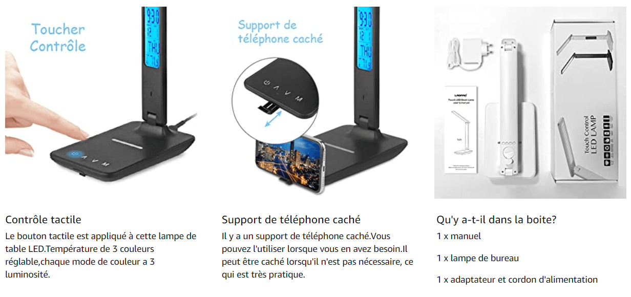 Lampe De Bureau LED Dimmable, 3 Modes - 3 Niveaux De Luminosité - Affichage LCD -Fonction De Charge Sans Fil - Protection Des Yeux -Éclairage Domestique AAHKMJXYDAFdJAOAIMEbOAch8q5HRpCzgORZx5v8 UNjiUmpC4D4V 60FX3h TgzjdNDSdmIvEaOw5 Wdn12VvuhA1OqyBO0ghC3My5bqB4SA==