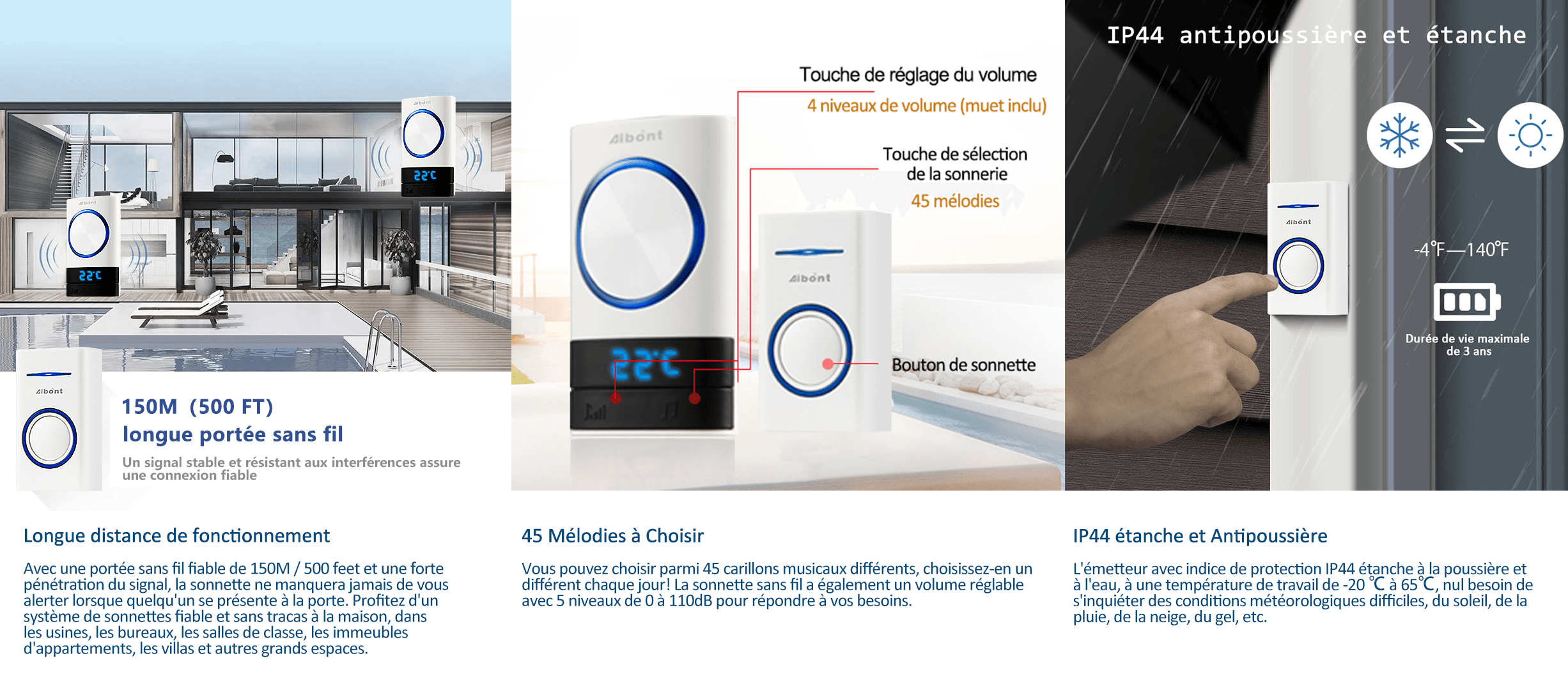MAGICFOX Sonnette Sans Fil Exterieur Étanche - 2 Récepteurs, Carillon Sans Fil - Affichage Température, Portée De 150M, 45 Mélodies -Dagrand Magasin AAHKMJXYDAFdJAOAIMEbOAch8q5HRpCzgORZx5v8 UNjt0ZoF YgR8Yd6m6e19AMTBPKHZuWDT90t2jTLliJi76VQ