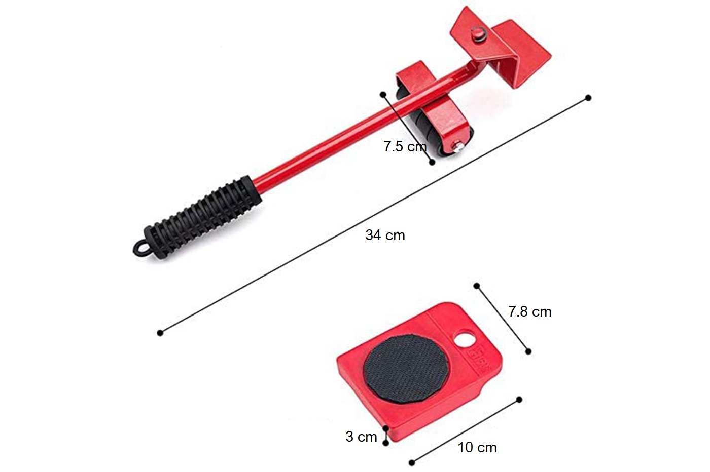 Kit Spostamento Mobili Sollevatore 4 piastre Spostare Sollevare oggetti