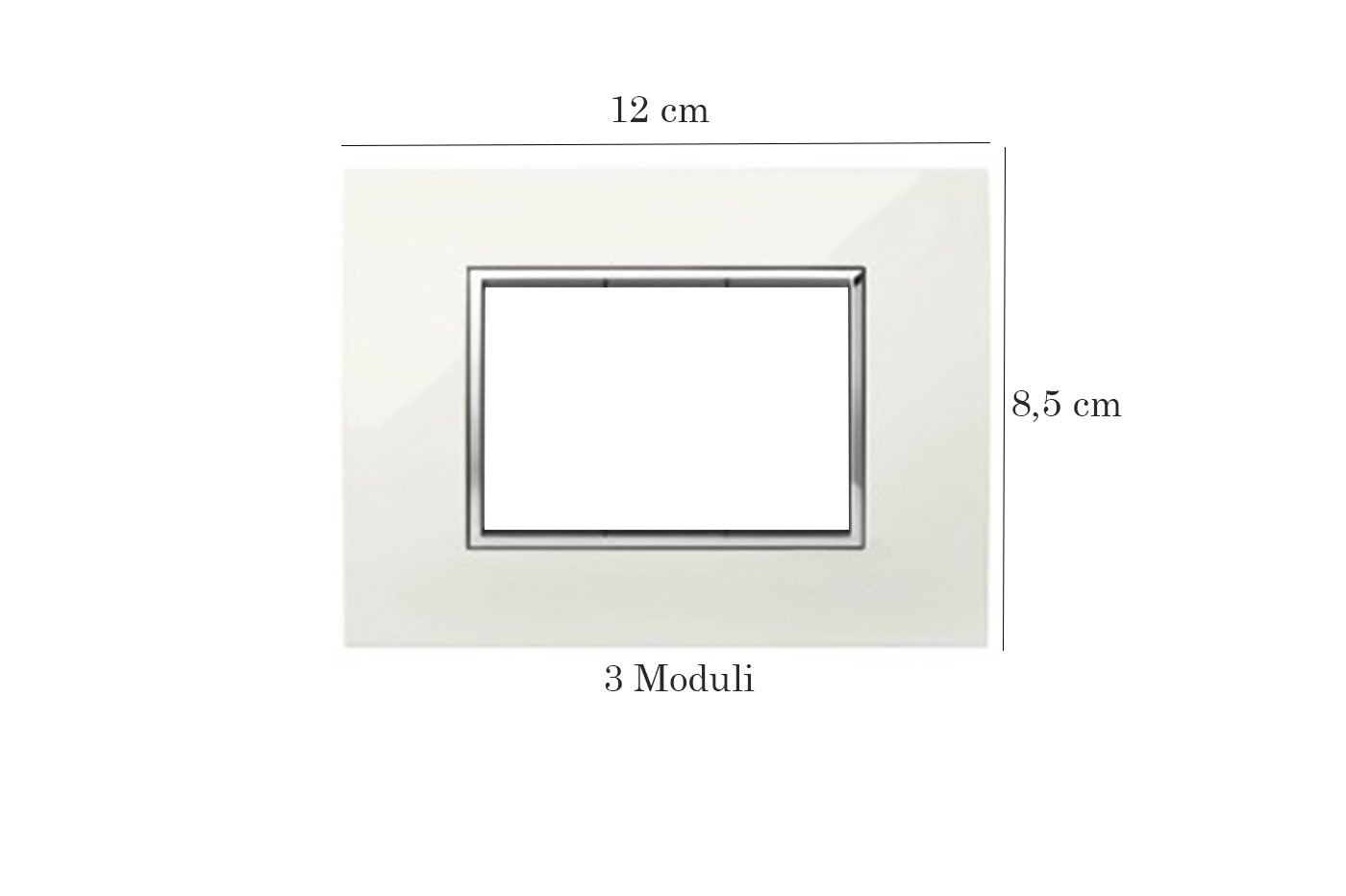 Placca interruttore 3 moduli copri placchetta silver cromato copripresa  c8803