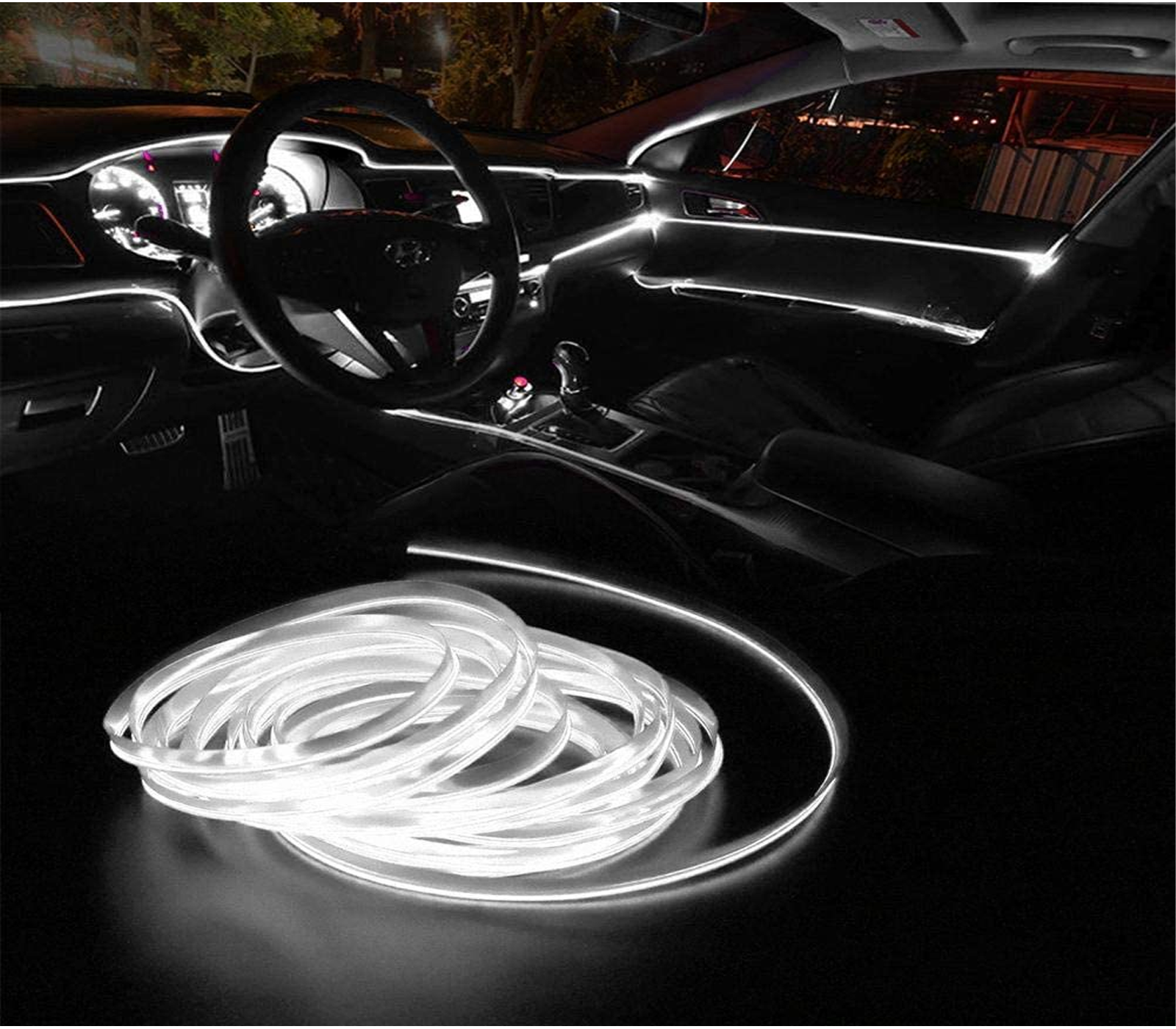 Striscia LED Interni Auto 3M Luce Decorativa Atmosfera Tagliabile Bianco  03034