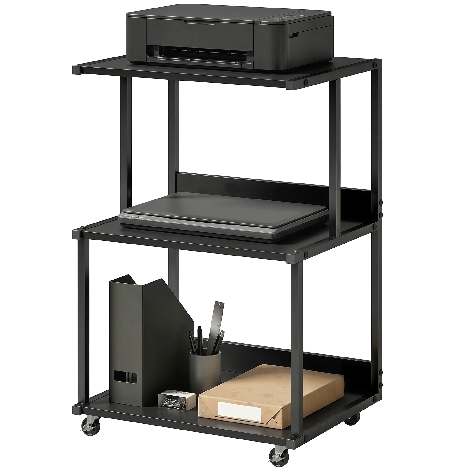 Soporte para impresora de 3 niveles con ruedas - Descripción general
