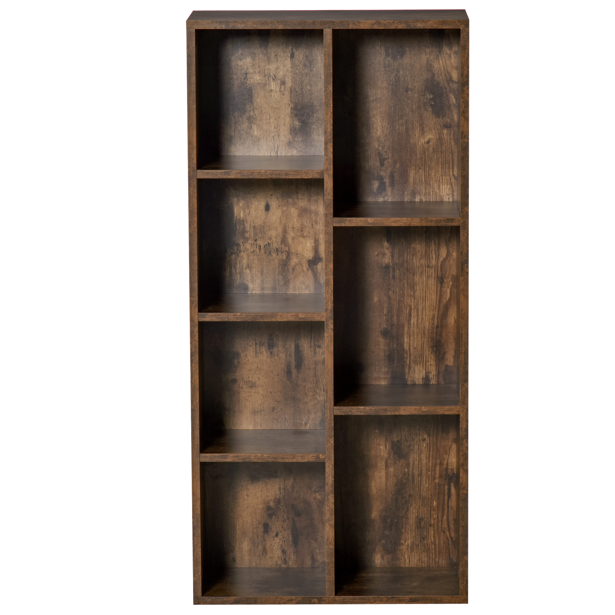 Libreria a 7 cubi effetto legno marrone rustico - vista frontale