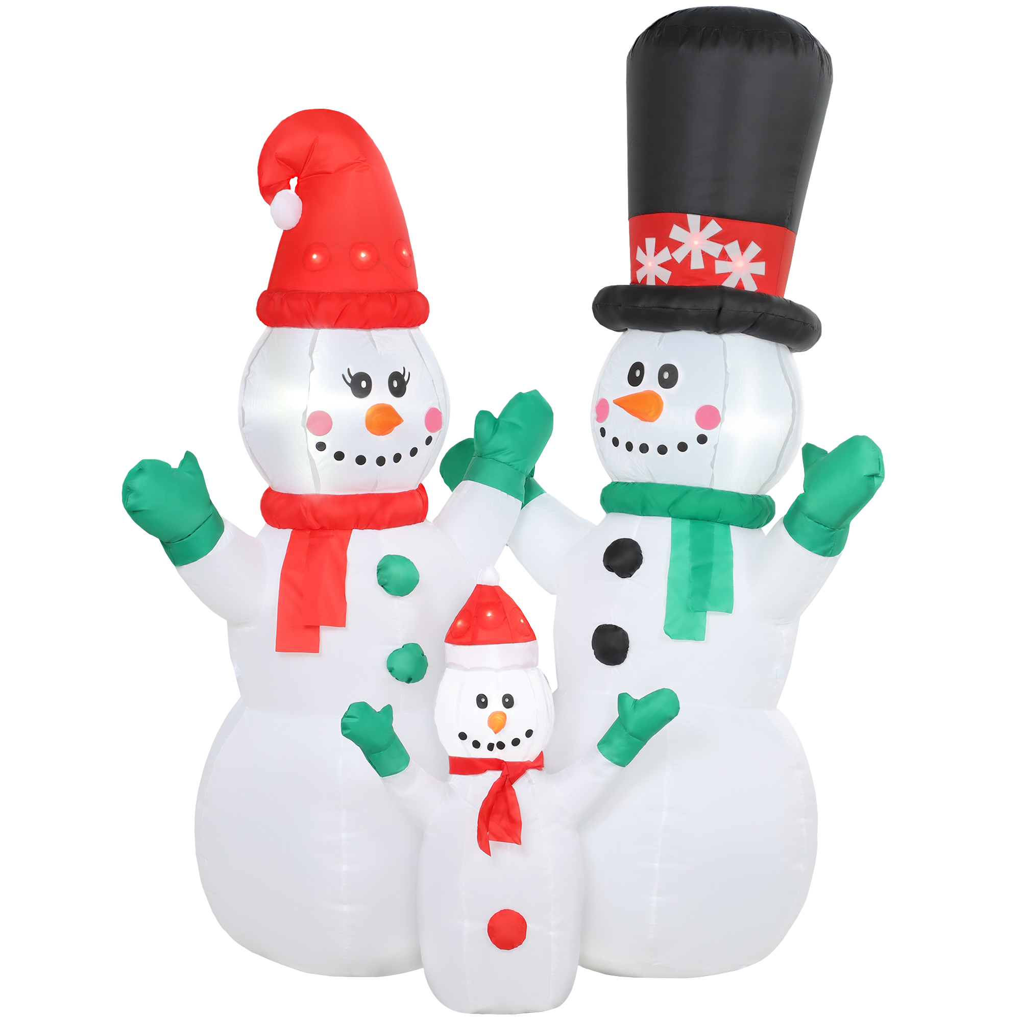 Famille de bonhommes de neige gonflable, 1,8 m de haut, LED intégrées, polyester déperlant, décoration de Noël intérieure et extérieure