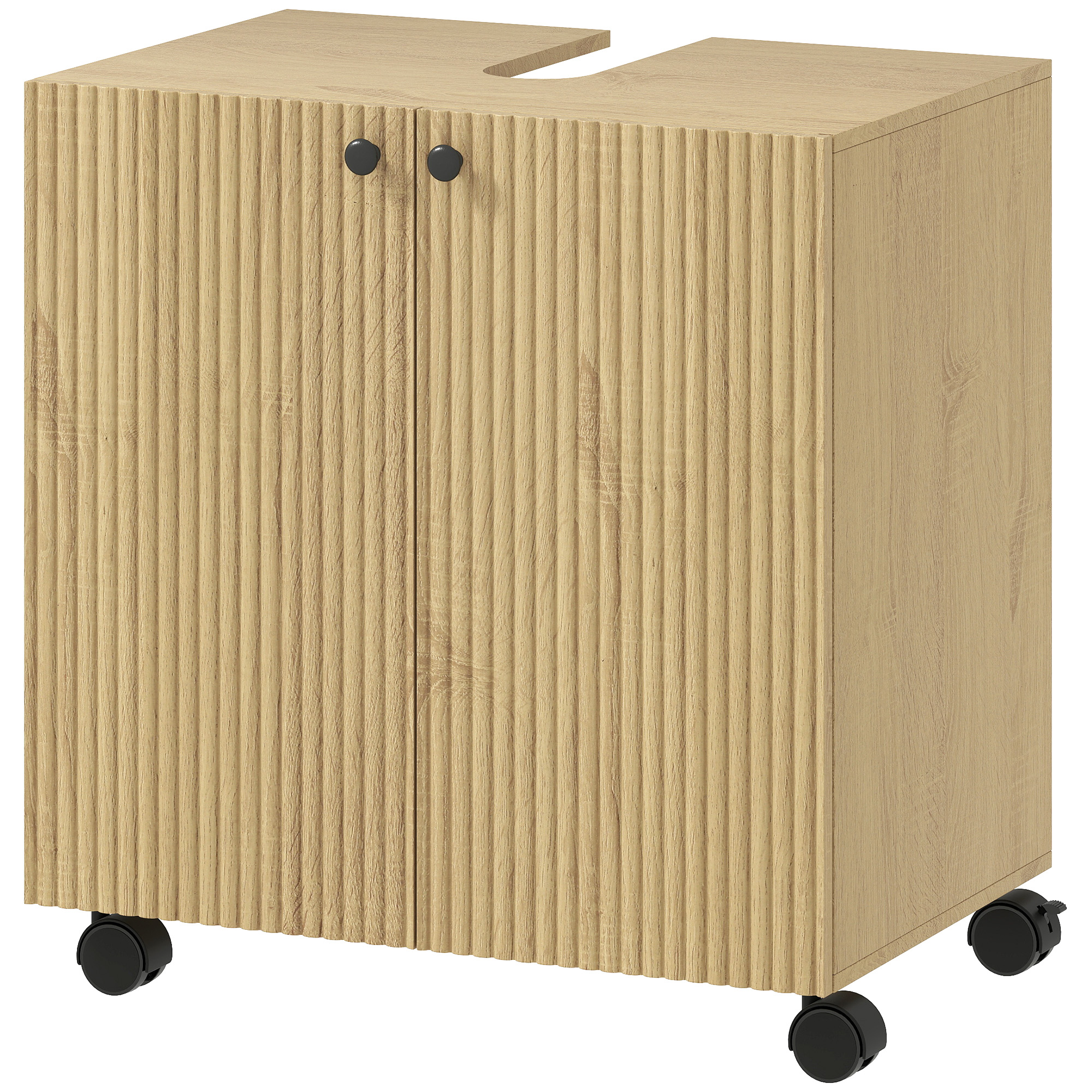 Meuble sous vasque bois effet vague vue d'ensemble