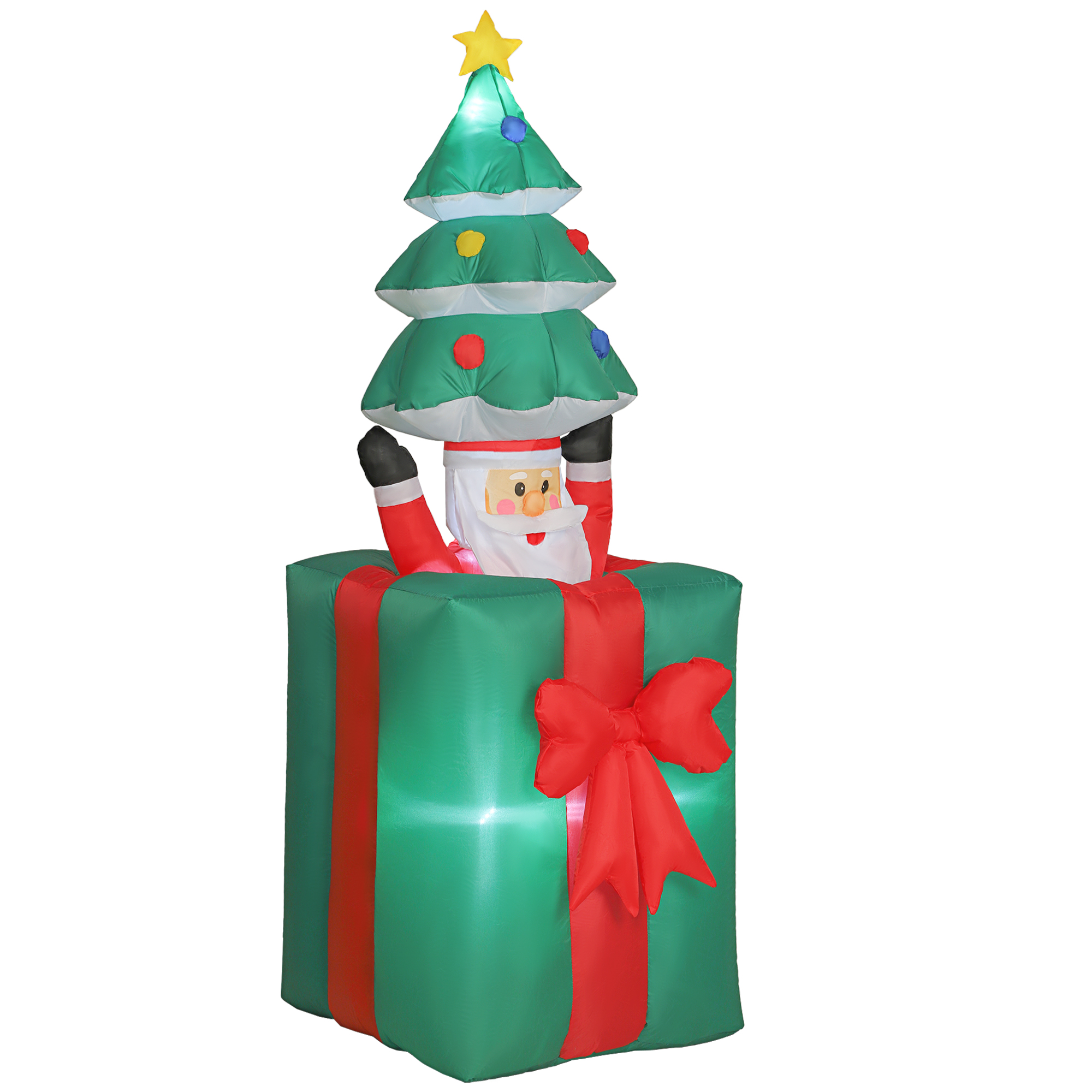 Décoration de Noël gonflable avec LED, polyester, intérieur et extérieur, rouge et vert