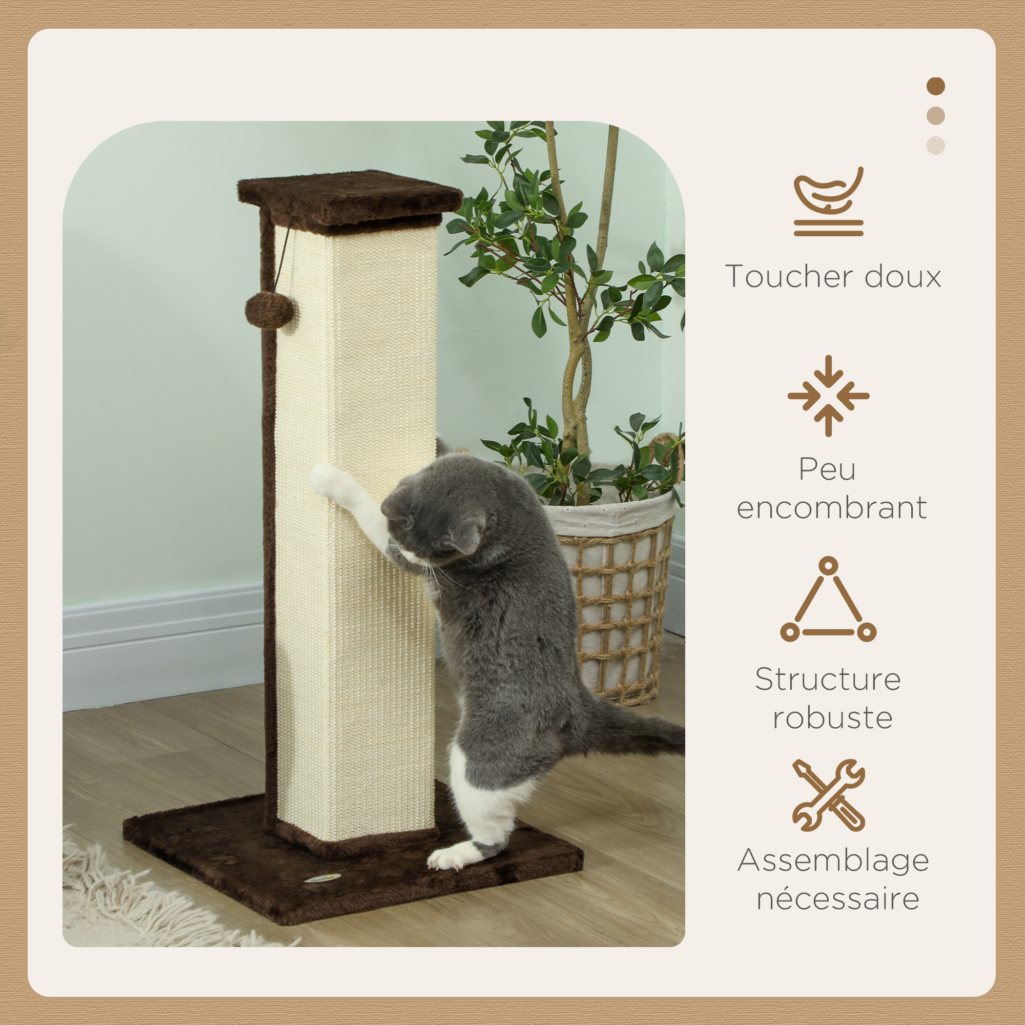 Griffoir pour chat avec boule de jeu suspendue