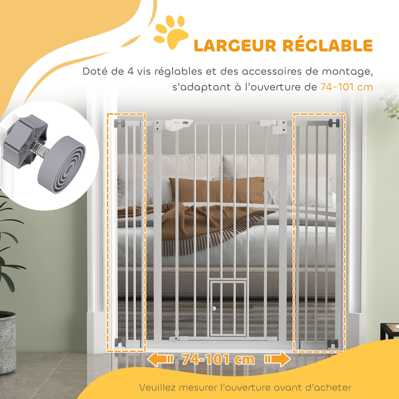 104 cm de hauteur avec petite porte pour chat