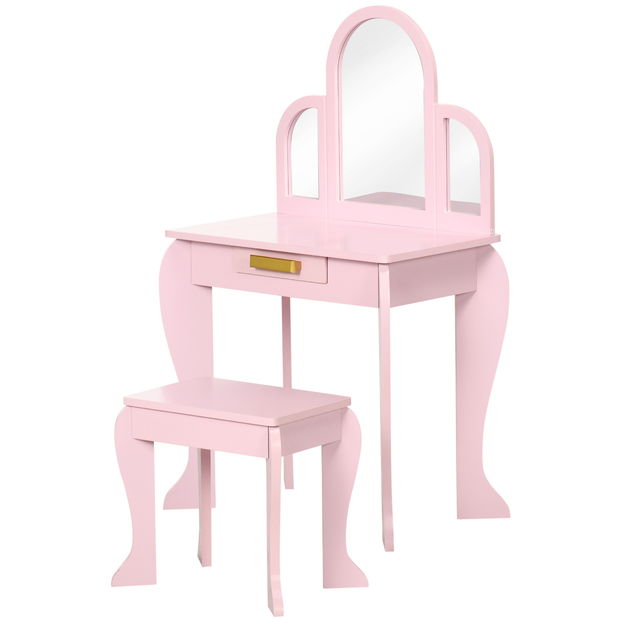 Coiffeuse enfant rose avec miroirs vue d'ensemble