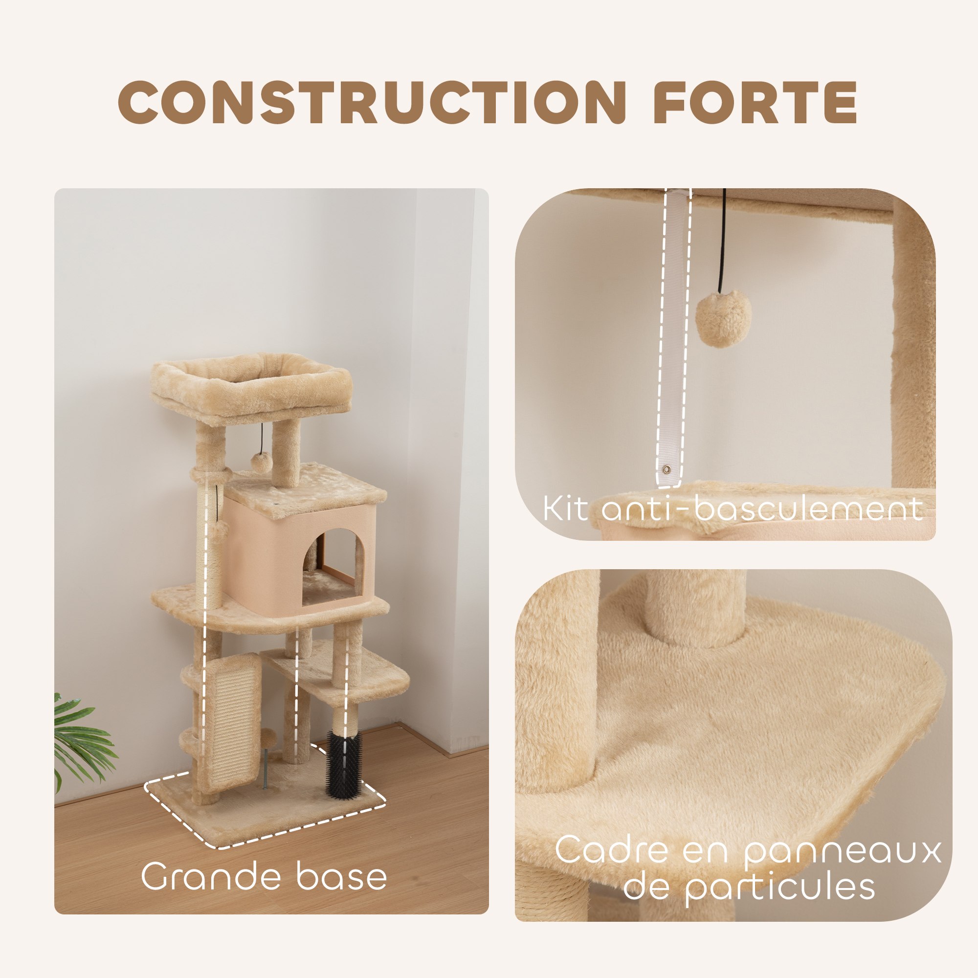 Centre d'activité avec poteaux, lit, maison et jouets