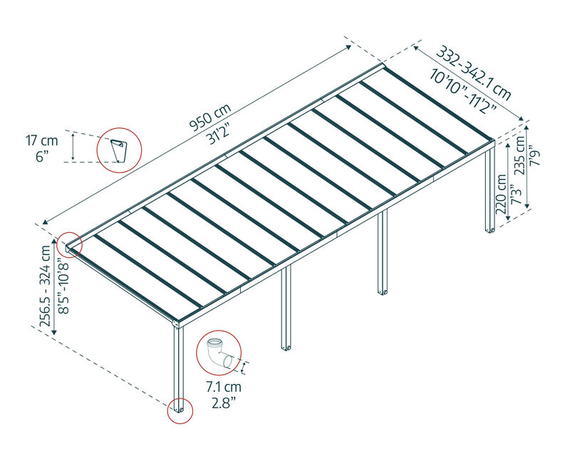 Dimensions du produit Canopia de Palram