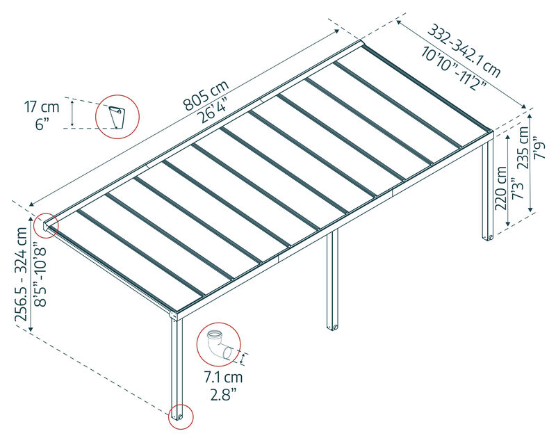 Dimensions du produit Canopia de Palram