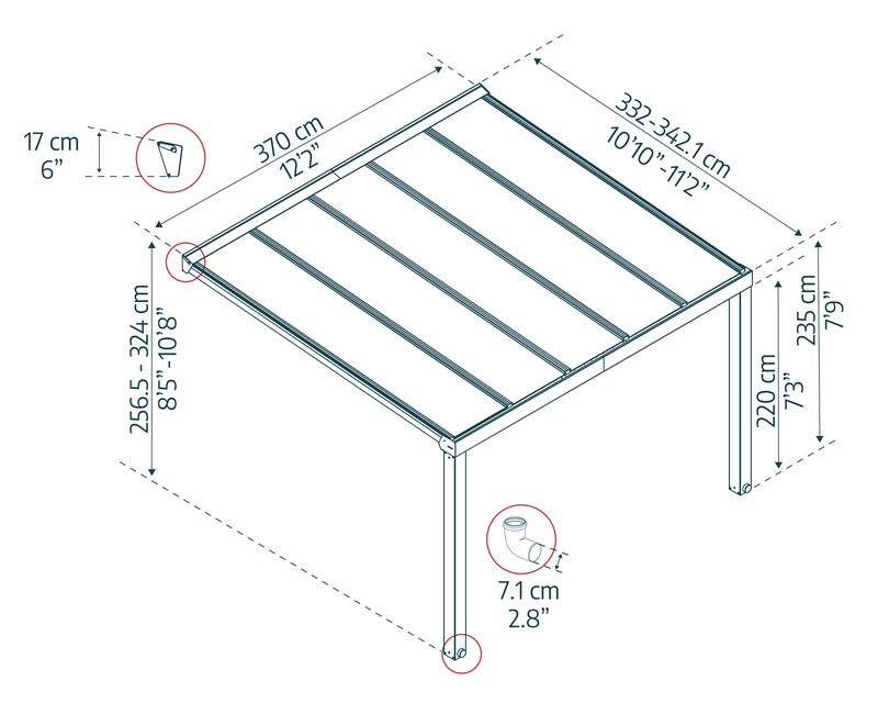 Dimensions du produit Canopia de Palram