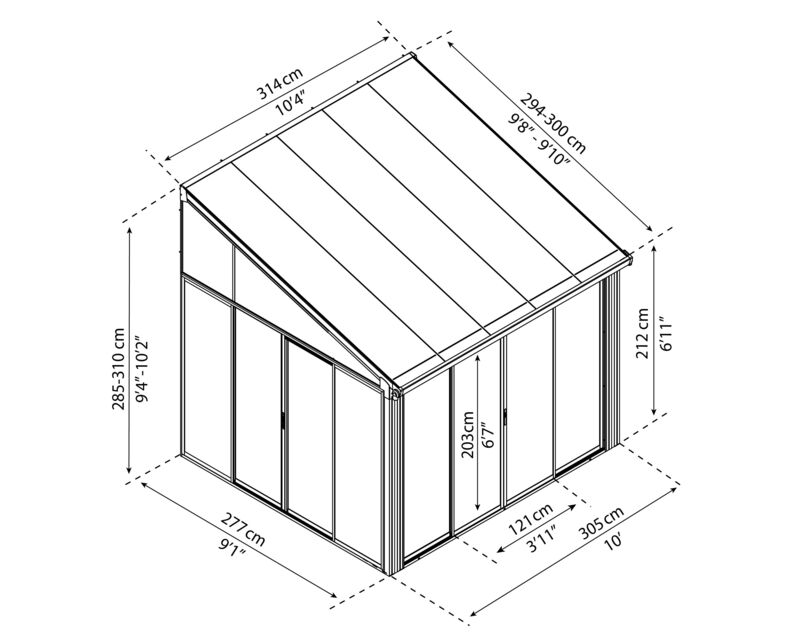 Produktabmessungen Canopia von Palram