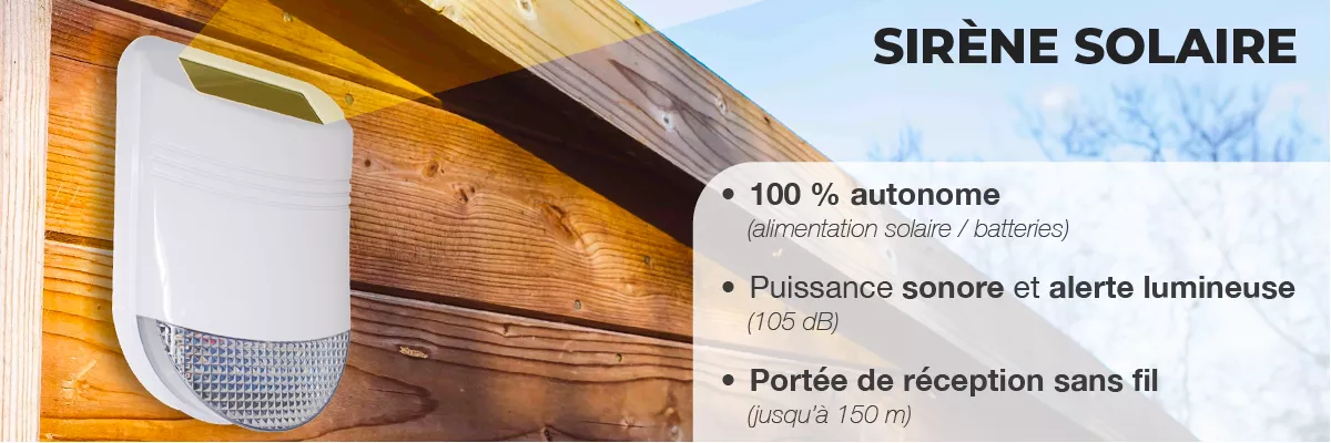 Sirène solaire HY avec alerte visuelle et sonore