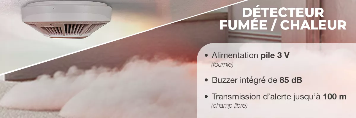 Détecteur fumée et chaleur avec buzzer intégré
