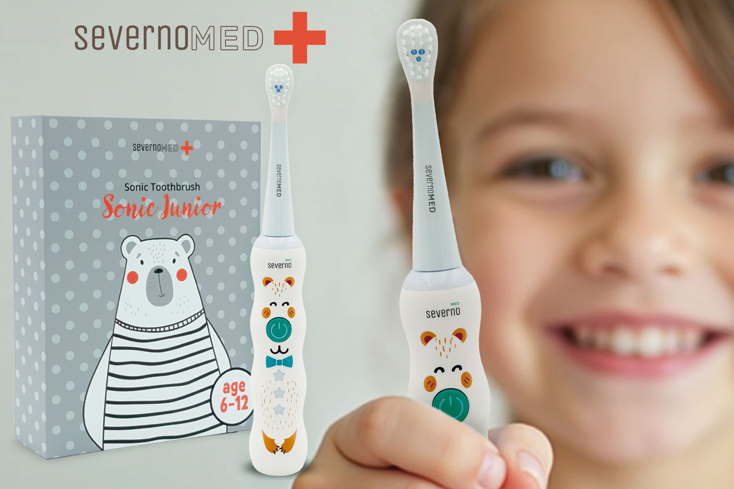 Bannière de la brosse à dents sonique Severno Med Junior
