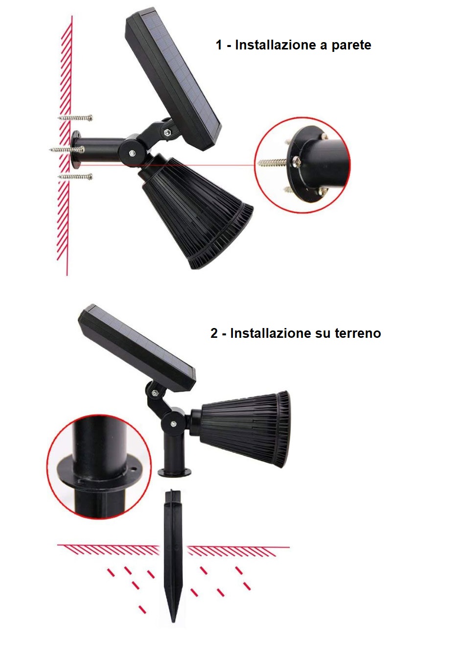 2 Luci Solari Per Cimitero Con Picchetto E Adesivi Dente Di Leone – IP65 Resistente Alle Intemperie Con Sensore Crepuscolare