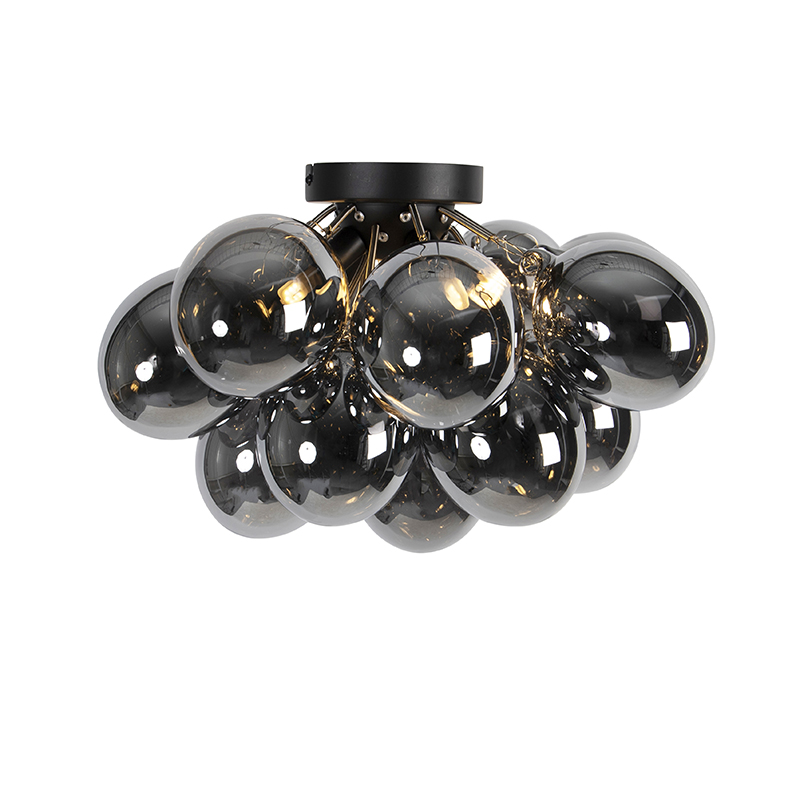 Design Deckenleuchte schwarz mit Rauchglas 4 Lampen - Uvas