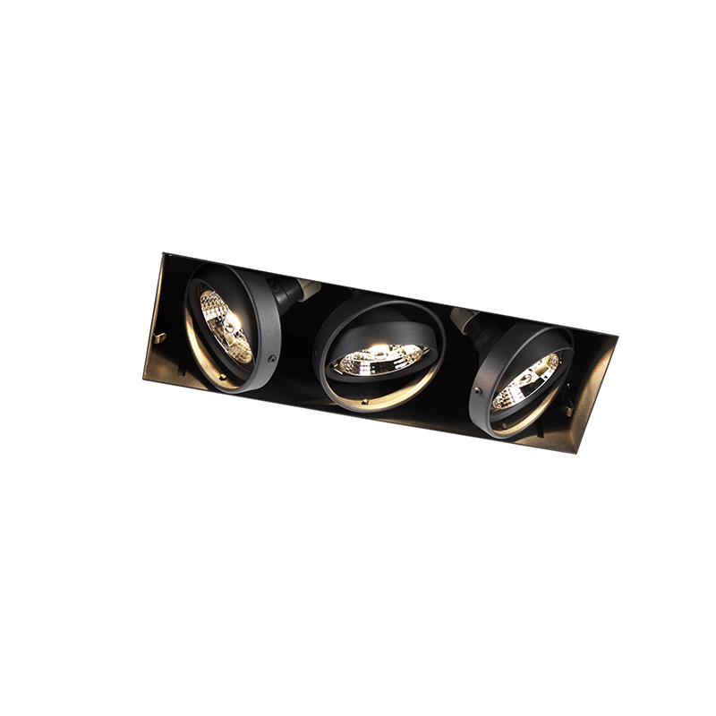 Foco empotrado negro GU10 AR70 sin marco 3-luces - Oneon
