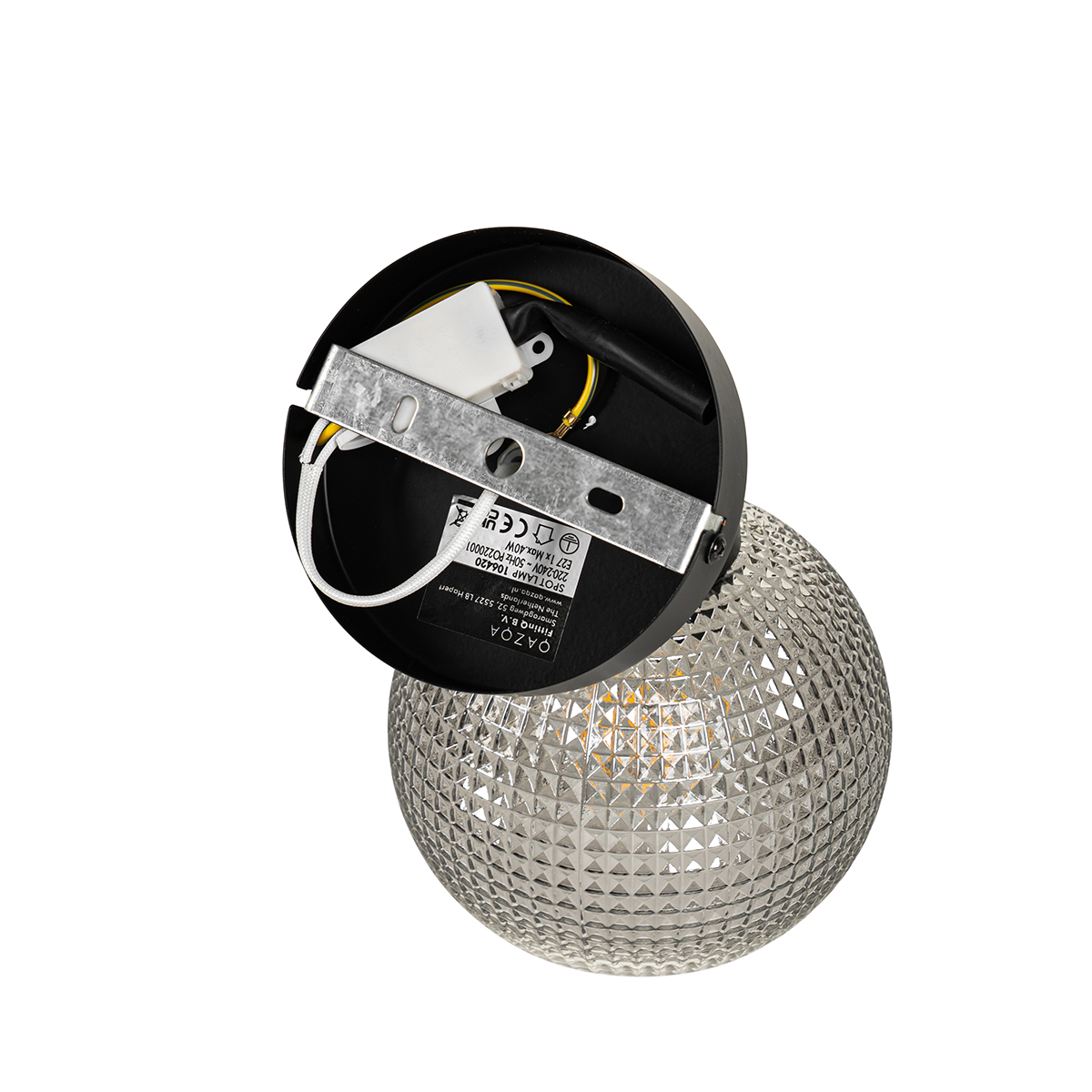 Foco de diseño negro con cristal ahumado - Chico
