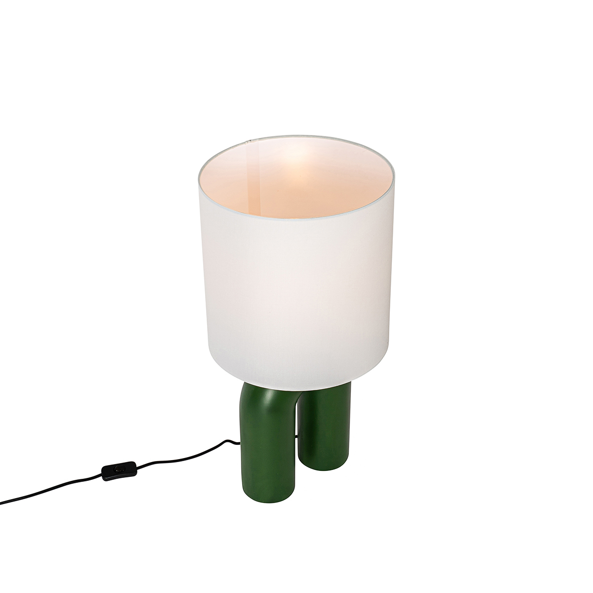 Lampada da tavolo di design verde con paralume in lino bianco - Lotti
