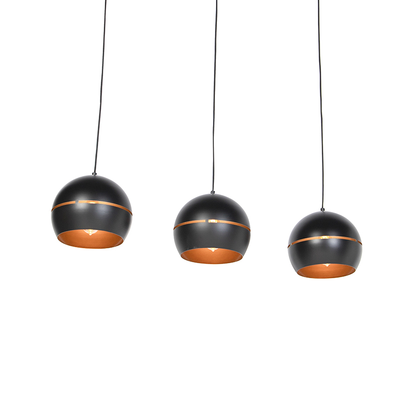 Design Pendant Light Black with Gold Interior 3-Light - Buell