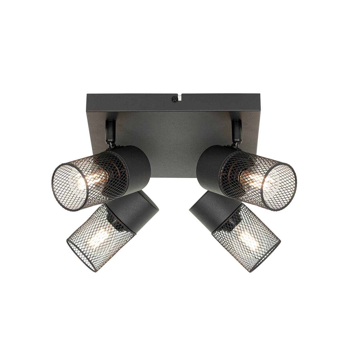 Faretto da soffitto industriale nero 4 luci orientabili - Jim