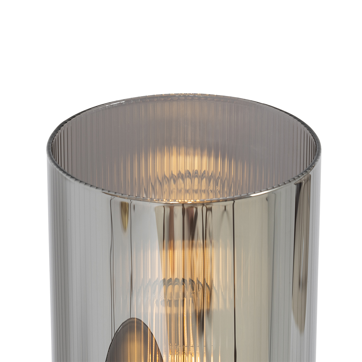 Lámpara de mesa Art Decó negra con cristal ahumado 2 luces - Laura