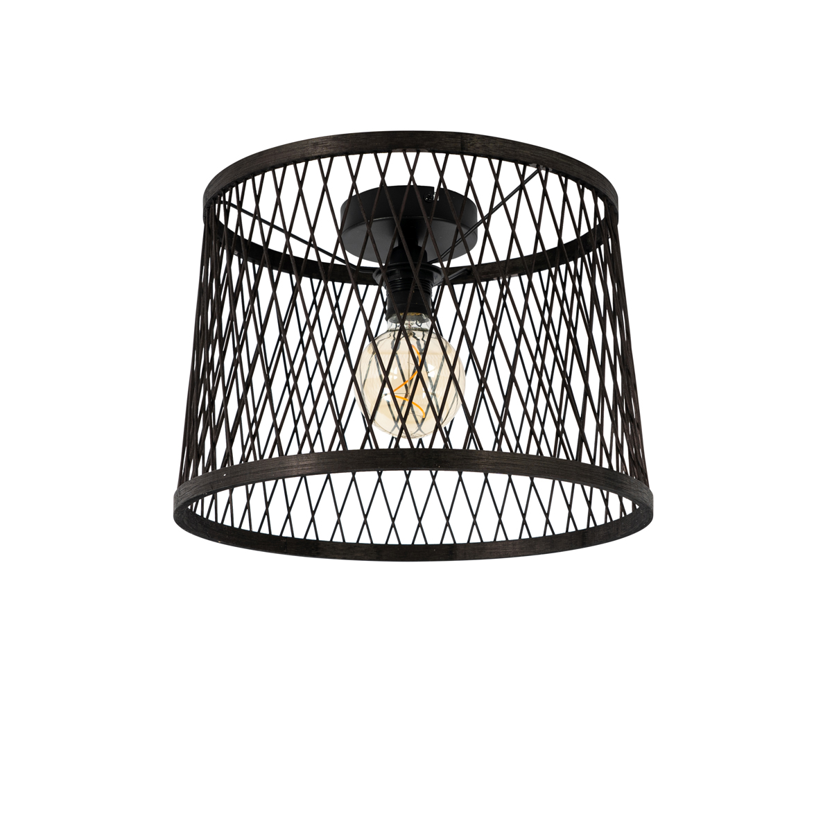 Rustic Ceiling Light Black Rattan 40 cm IP44 - Calamus