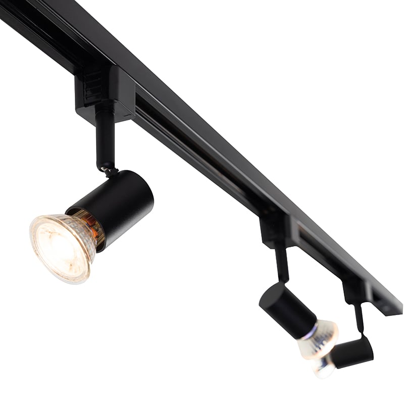 QAZQA + Moderno Sistema de carril monofásico moderno negro 3 focos