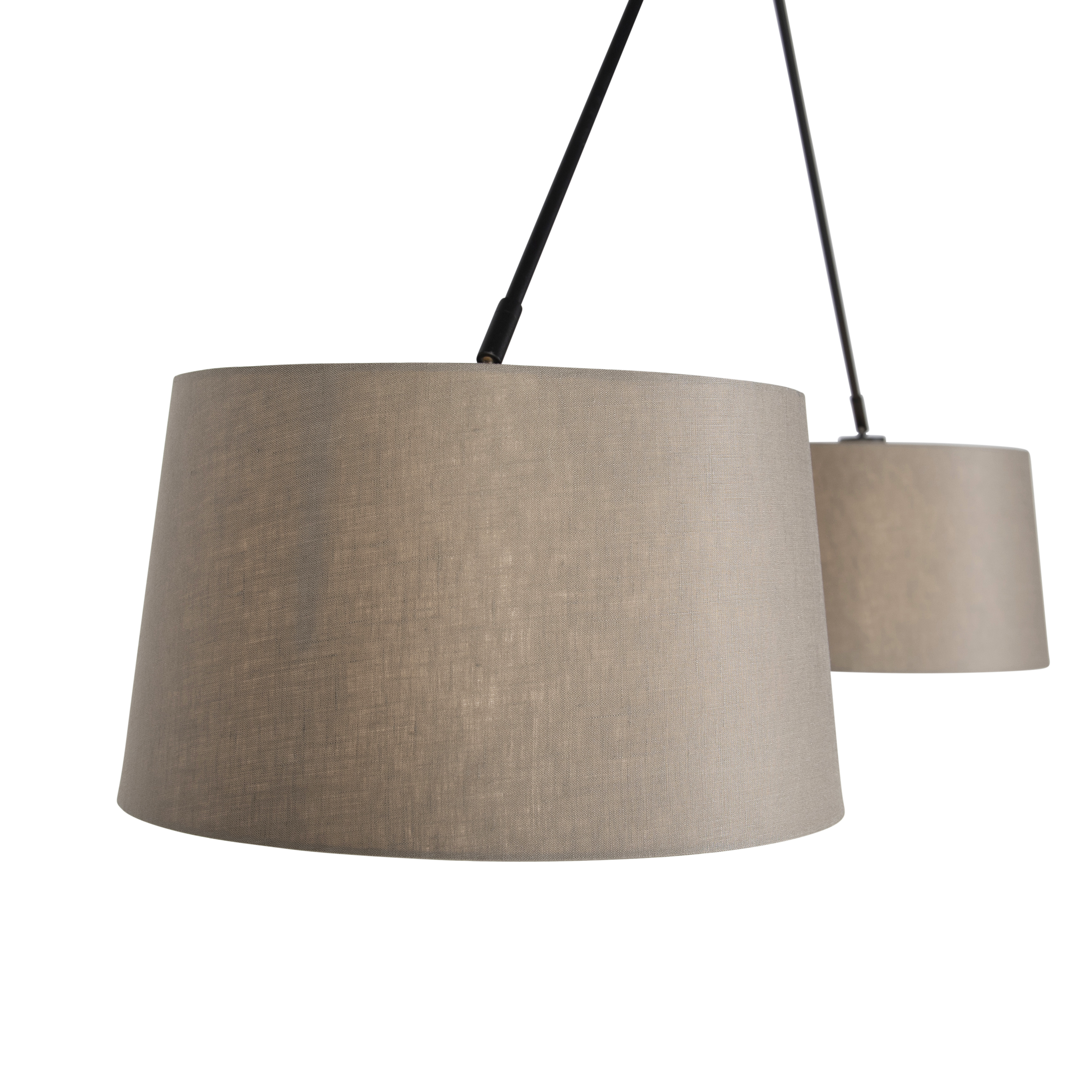 Lámpara colgante negra con pantallas de lino color topo 35 cm 2 luces - Blitz